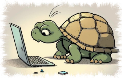 AI generated turtle with laptop